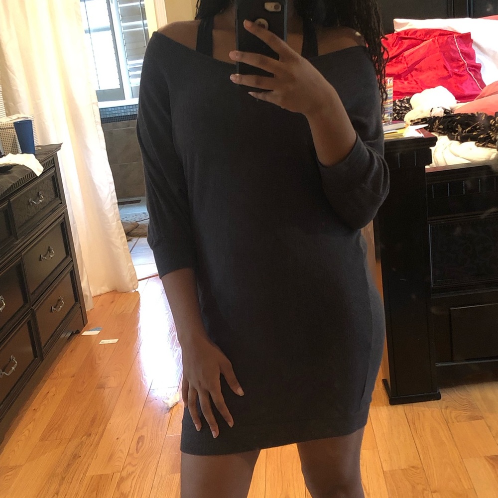 Grey off shoulder dress